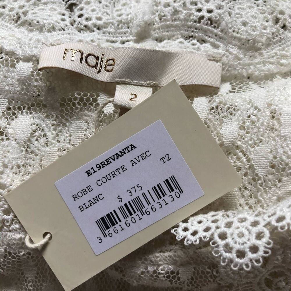 NEW Maje Revanta Ivory Lace Mini Dress 2 - Picture 9 of 12